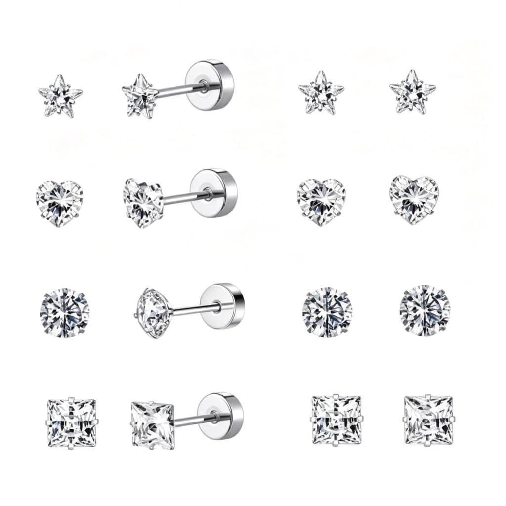 2 peças Piercing Labret Aço Cirúrgico Zircônia Rosca Interna | Helix TragusConchNariz, Boca-Medusa e Outros