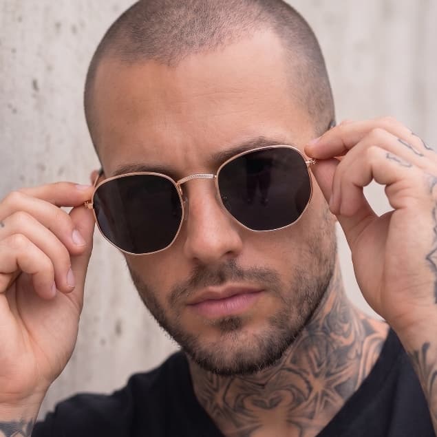 Óculos Sol Masculino Homem Acessório de Moda Proteção UV400 Hexagonal Quadrado