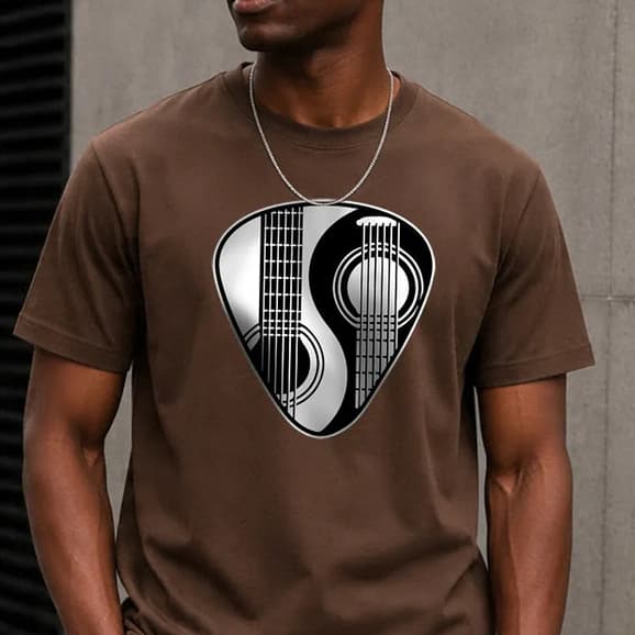 Camiseta Masculina Palheta Violão Rock Guitarra 100% Algodão Premium Confortavel