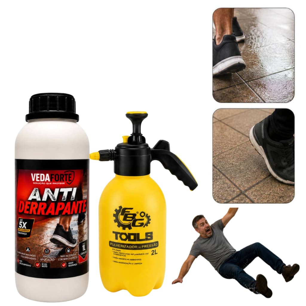 Kit Antiderrapante Para Piso Veda Forte 1L + Pulverizador 2L