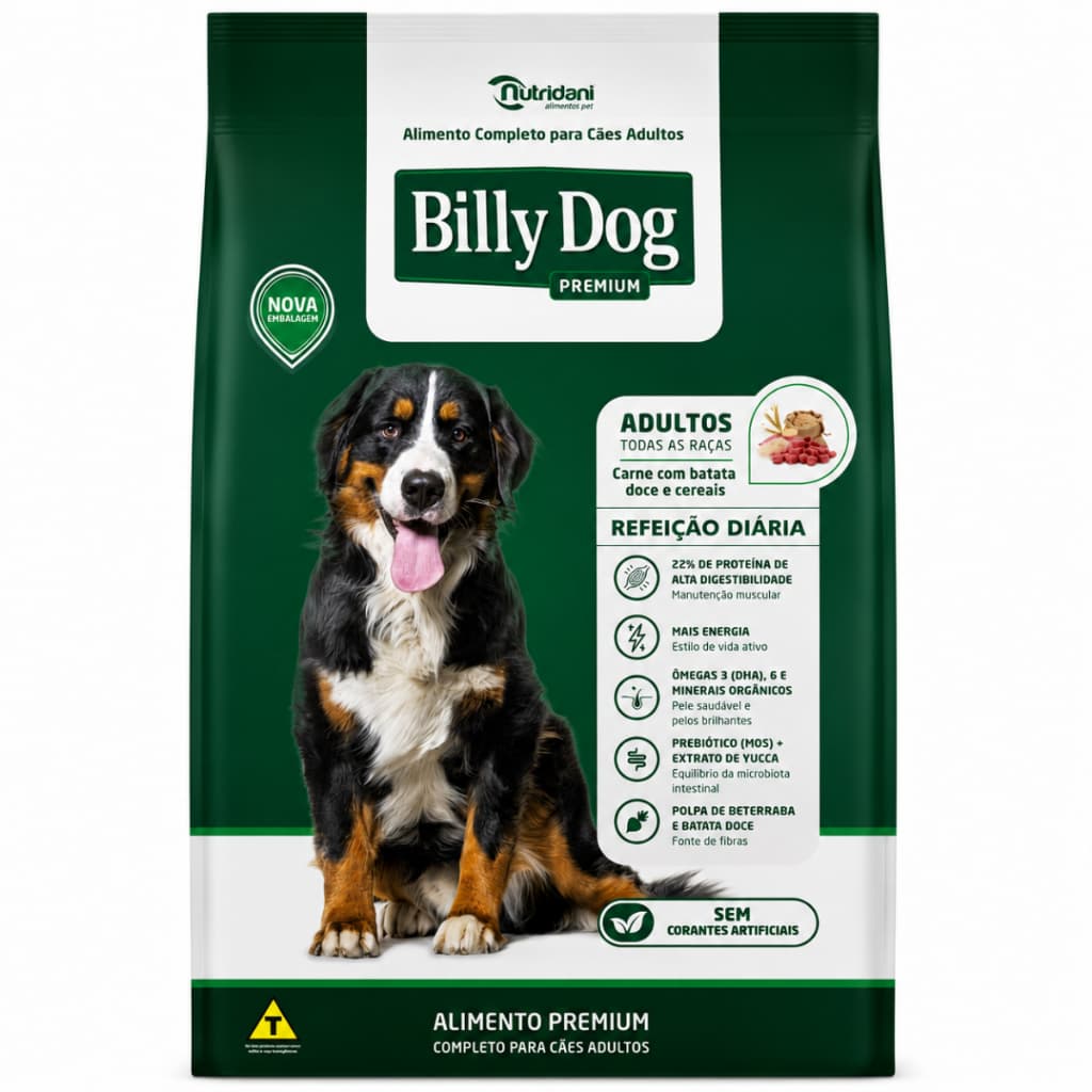 Ração Billy Dog Refeição Diária Carne Batata Cão Adulto 15kg