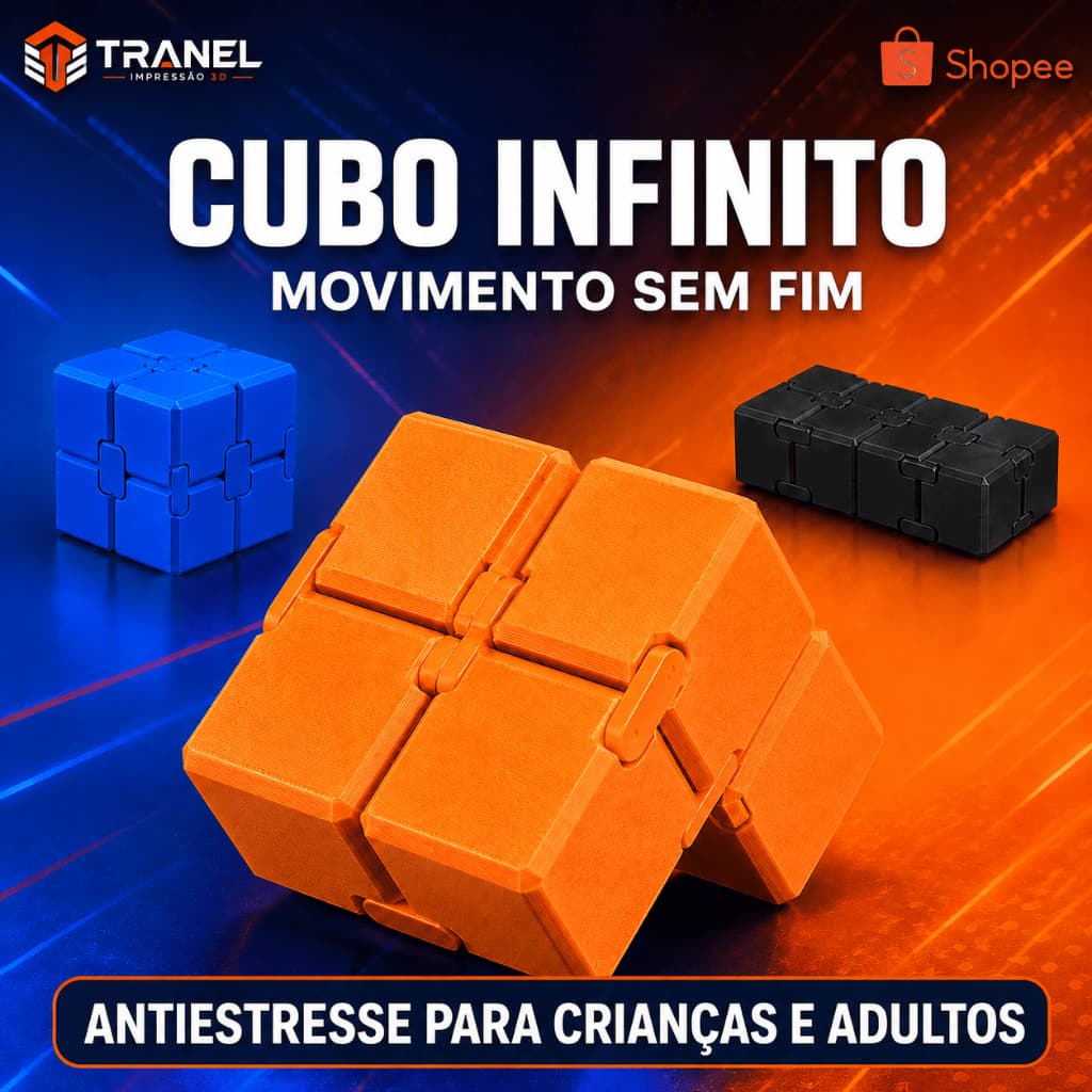Cubo Infinito Antiestresse Articulado 3D Fidget Toy Sensorial para Crianças e Adultos