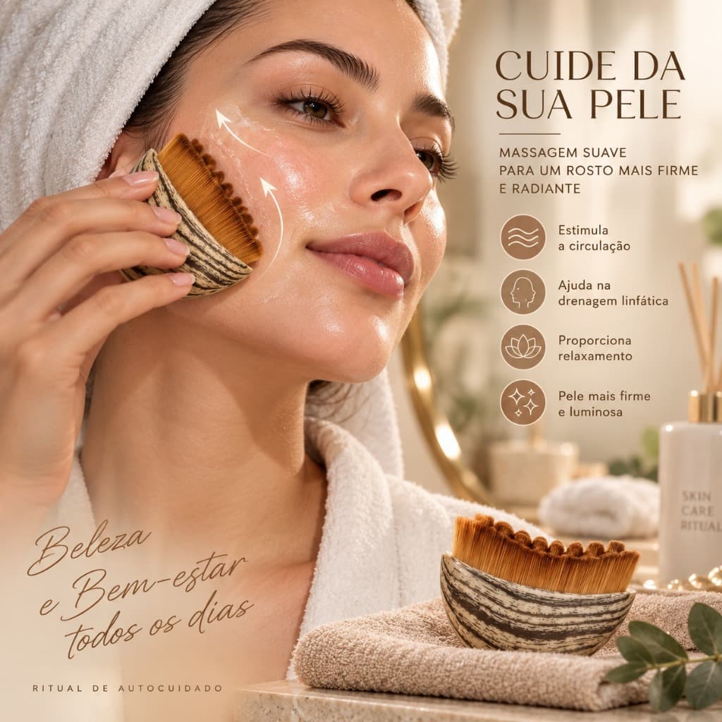 Escova Massageadora Facial para Rosto e Pescoço com Cerdas Macias, Escova de Massagem Facial para Cuidados com a Pele