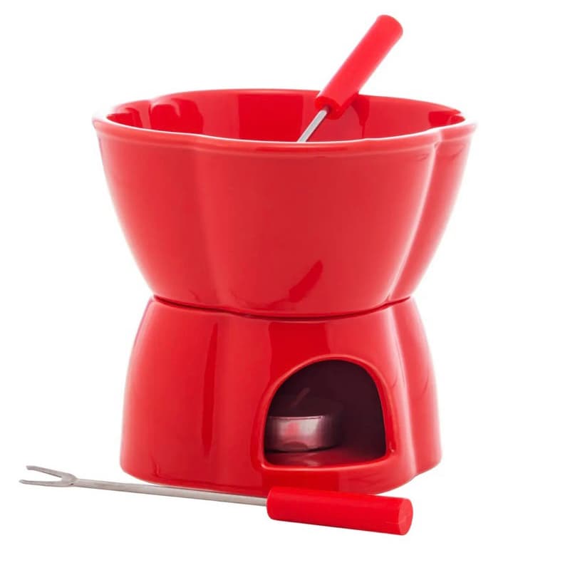 Aparelho de Fondue Alpes 4 Peças 400ml Vermelho Lyor – Conjunto para Fondue
