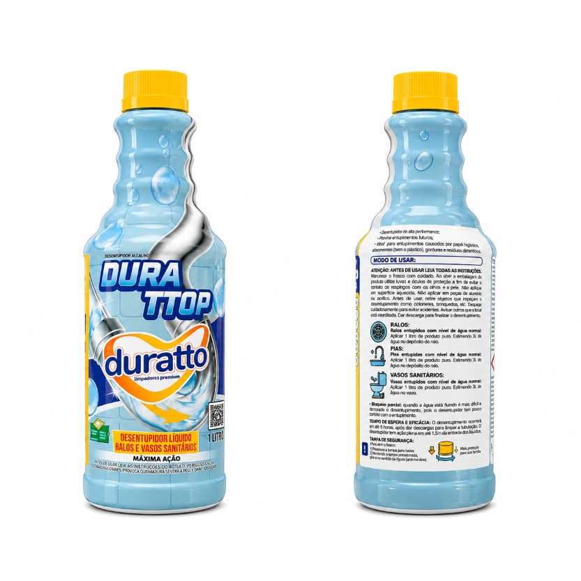 Desentupidor Líquido 1L Máxima Ação Produto Eficiente para Pias, Ralos e Vasos Sanitários