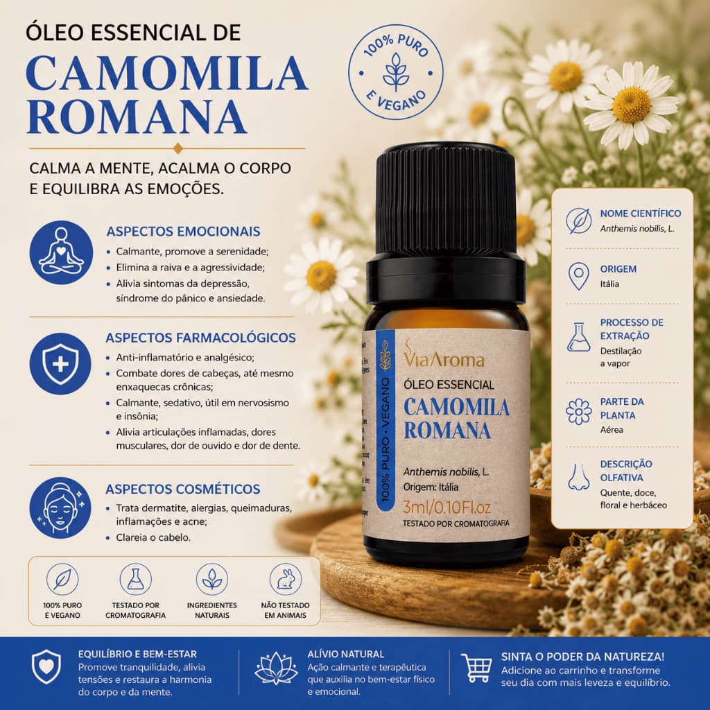 Óleo Essencial de Camomila Romana Via Aroma 3ml