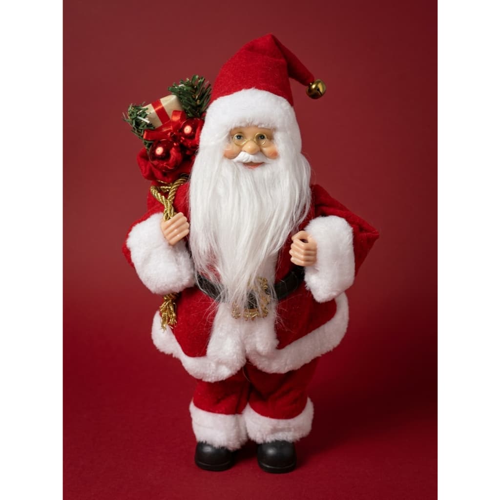 Papai Noel 30cm Classico Decoração Luxo Natalina Pé Natal Vermelho Premium