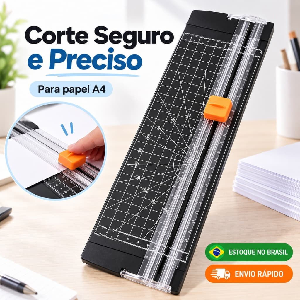 Guilhotina Cortador de Papel A4 Portátil Até 10 Folhas com Régua de Medição para Escritório Scrapbook Artesanato