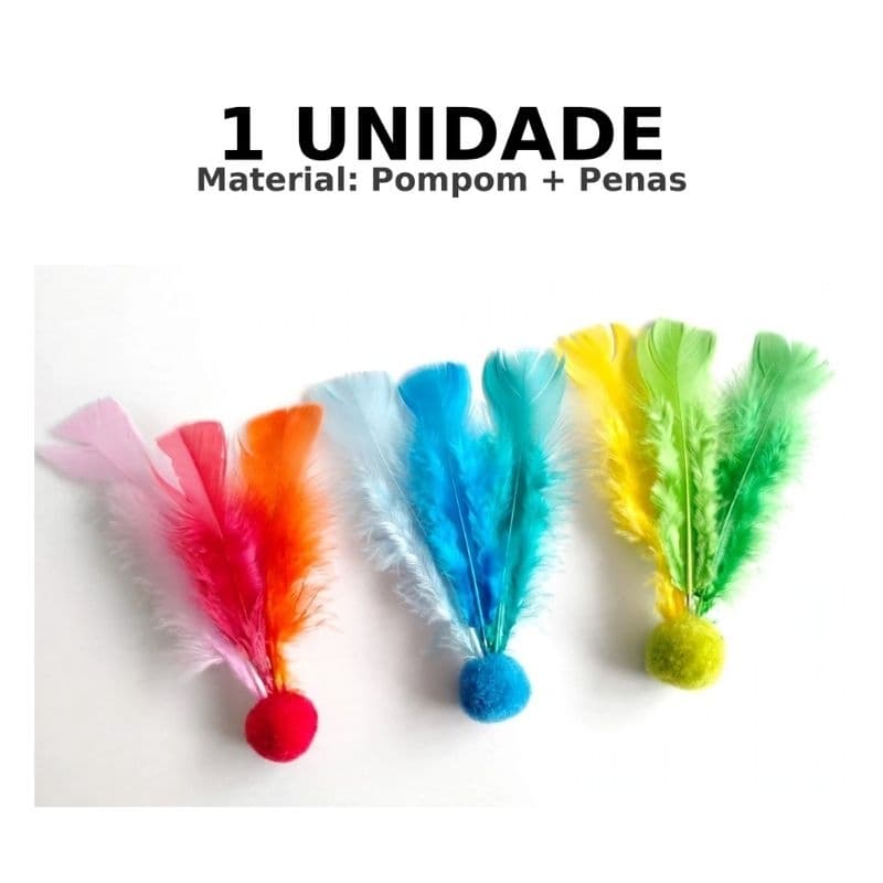 Bolinha ping penas pompom  1 unidade para gatos bolinha divertida com pena ping pula para gato bola de pena