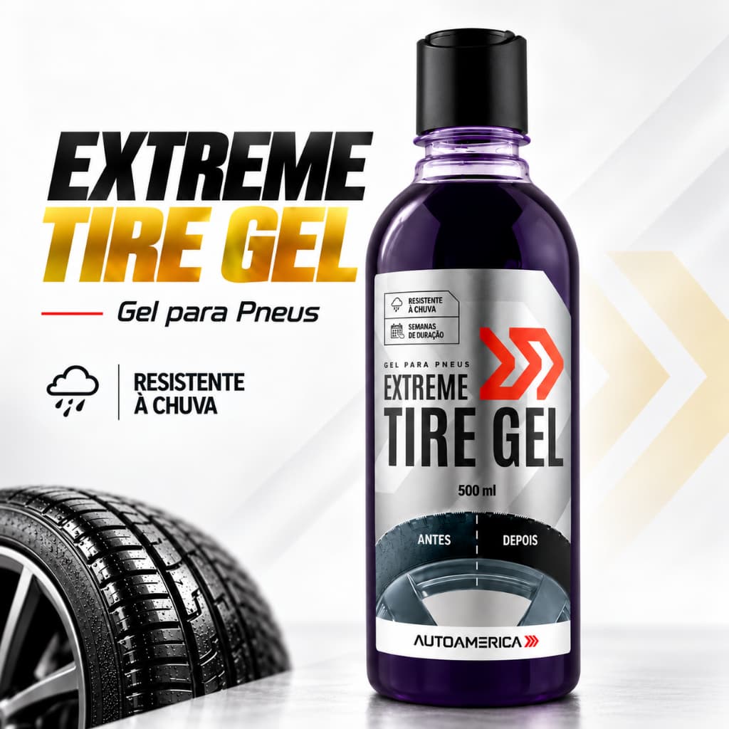 Gel Para Pneus Extreme Gel Tire Gel 500ml Pretinho Pneu De Alta Durabilidade E Brilho Molhado Automotivo