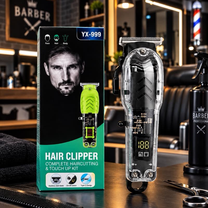 Máquina De Cortar Cabelo Profissional Smart Lcd Barbeador Elétrico Transparente Sem Fio Para Homens Cores Sortidas