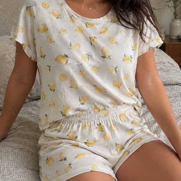 Pijama feminino verão shorts e blusa regata ou manga curta confortavel poliester viscose