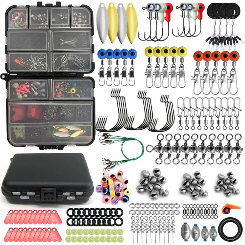Kit profissional de pesca 170-410 Peças: caixa de pesca com anzóis, chumbadas