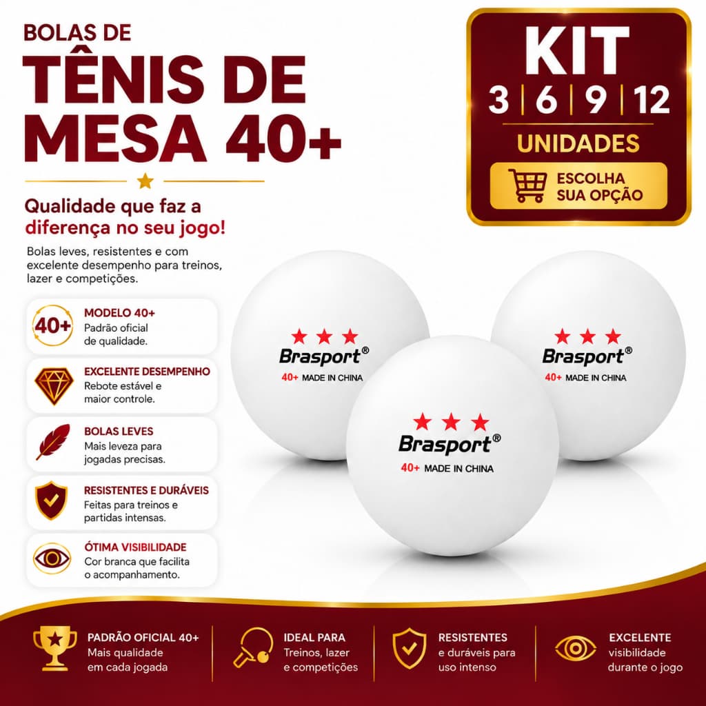 Bolas de Ping Pong 40+ Tênis de Mesa Bolinhas 3/6/9/12 Treino Jogo Esporte Lazer recreação Competição Profissional