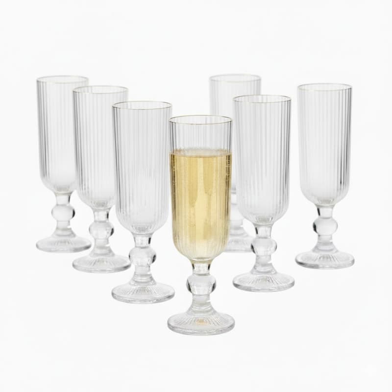 Conjunto Taças Champagne Vidro Luxo Versalhes 170ml Jogo 6 Unidades