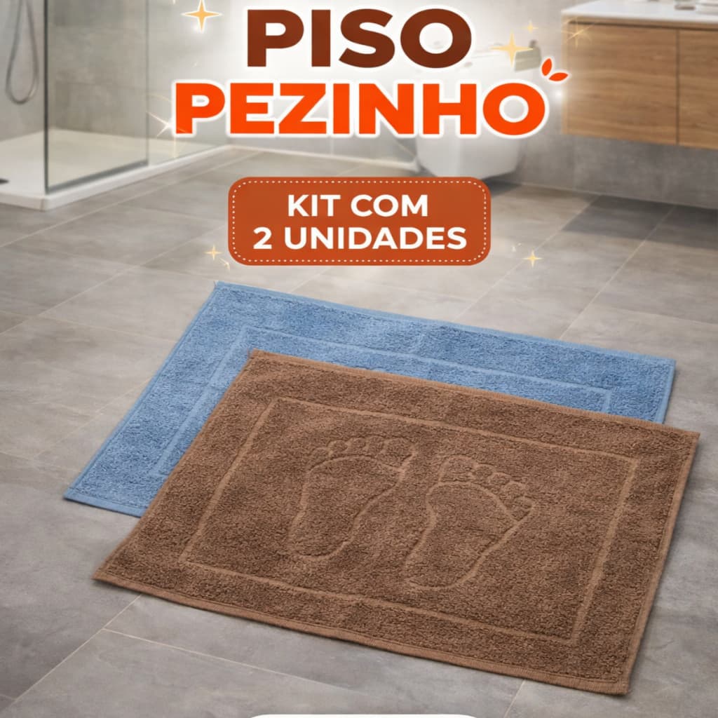 Kit 2 Tapete Atoalhado Piso Pezinho Banheiro 100% Algodão Premium 40X50cm