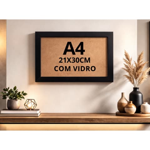 Moldura A4 21x30cm Quadro C/Vidro Decorativo Certificado Diploma