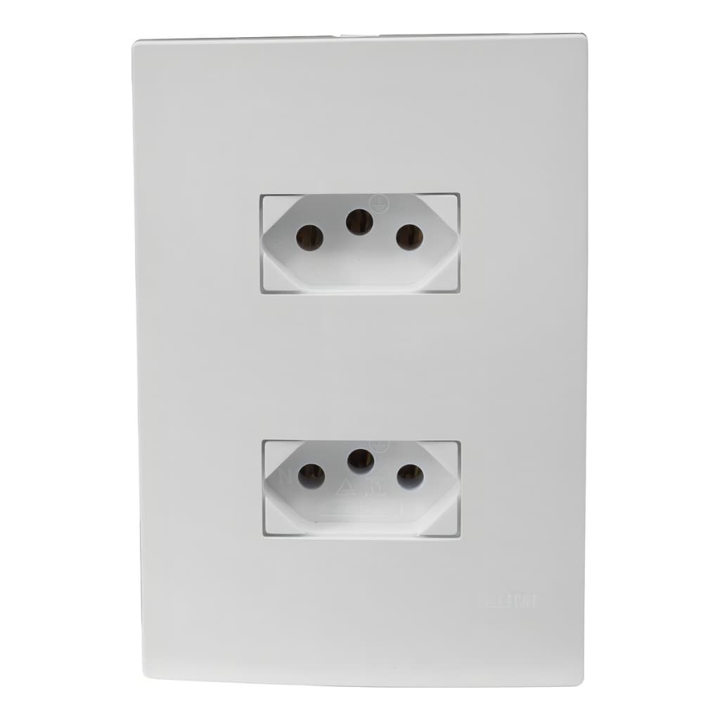 Tomada 4x2 Dupla 20a Monobloco Slim Ilumi Fácil Instalação Branco