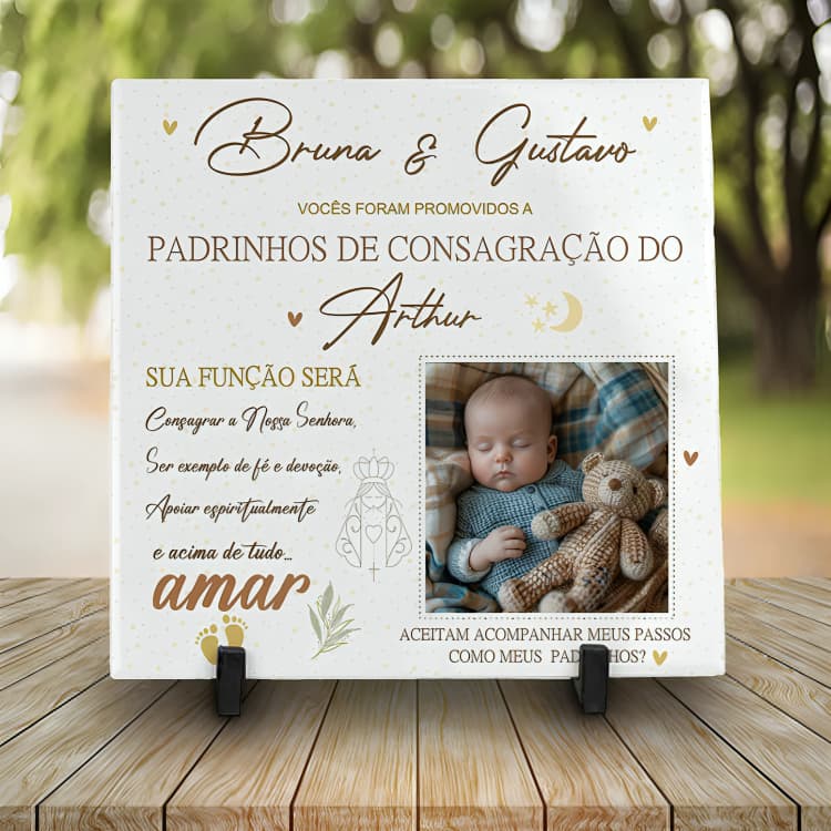 Azulejo Personalizado Convite para Dindos/Padrinhos | Dindas/Madrinhas