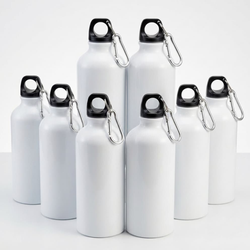 Kit 20 Garrafa Inox Squeeze 500ml Academia Treino Tampa Mosquetão com Alça