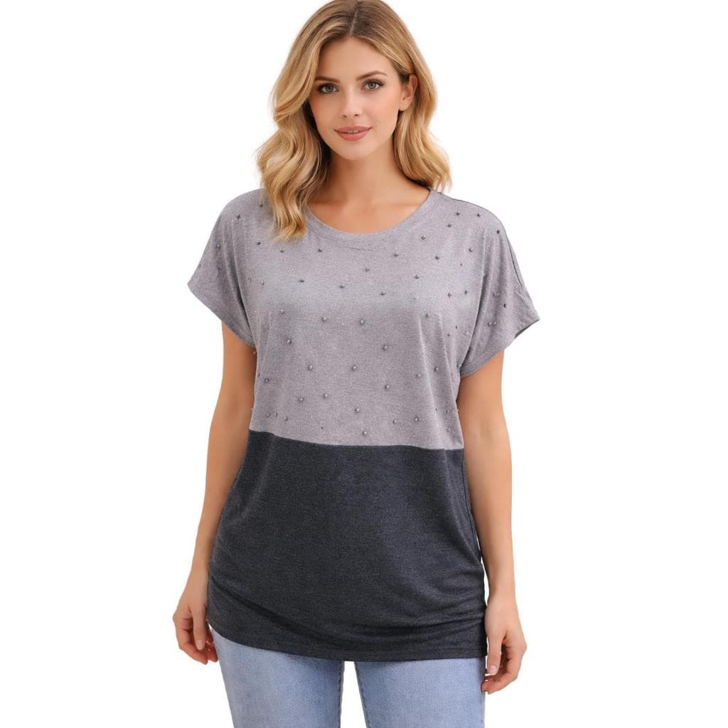 Blusa Feminina Evangelica Elegante Bordada Apliques de Perolas Elegante Chic 3105