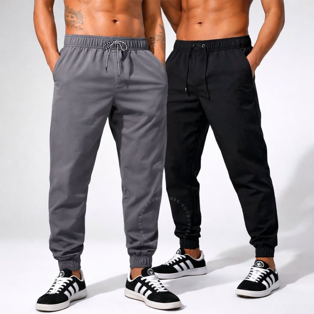 Kit 2 Calça Tactel Jogger Masculina com Elastano Academia Treino Fitness Slim Dry Fit Esportiva Leve
