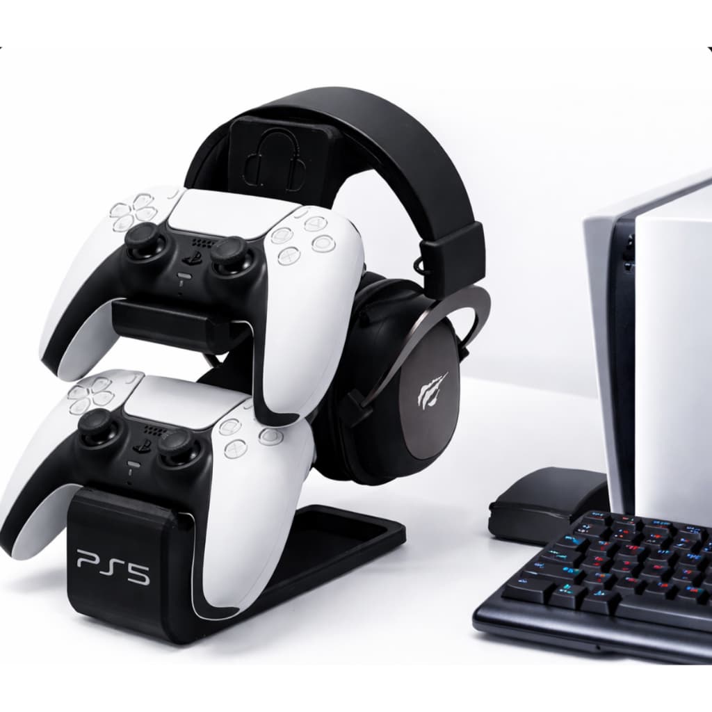 Suporte para 2 controles PS5 e Fone de ouvido/HeadSet/HeadPhone