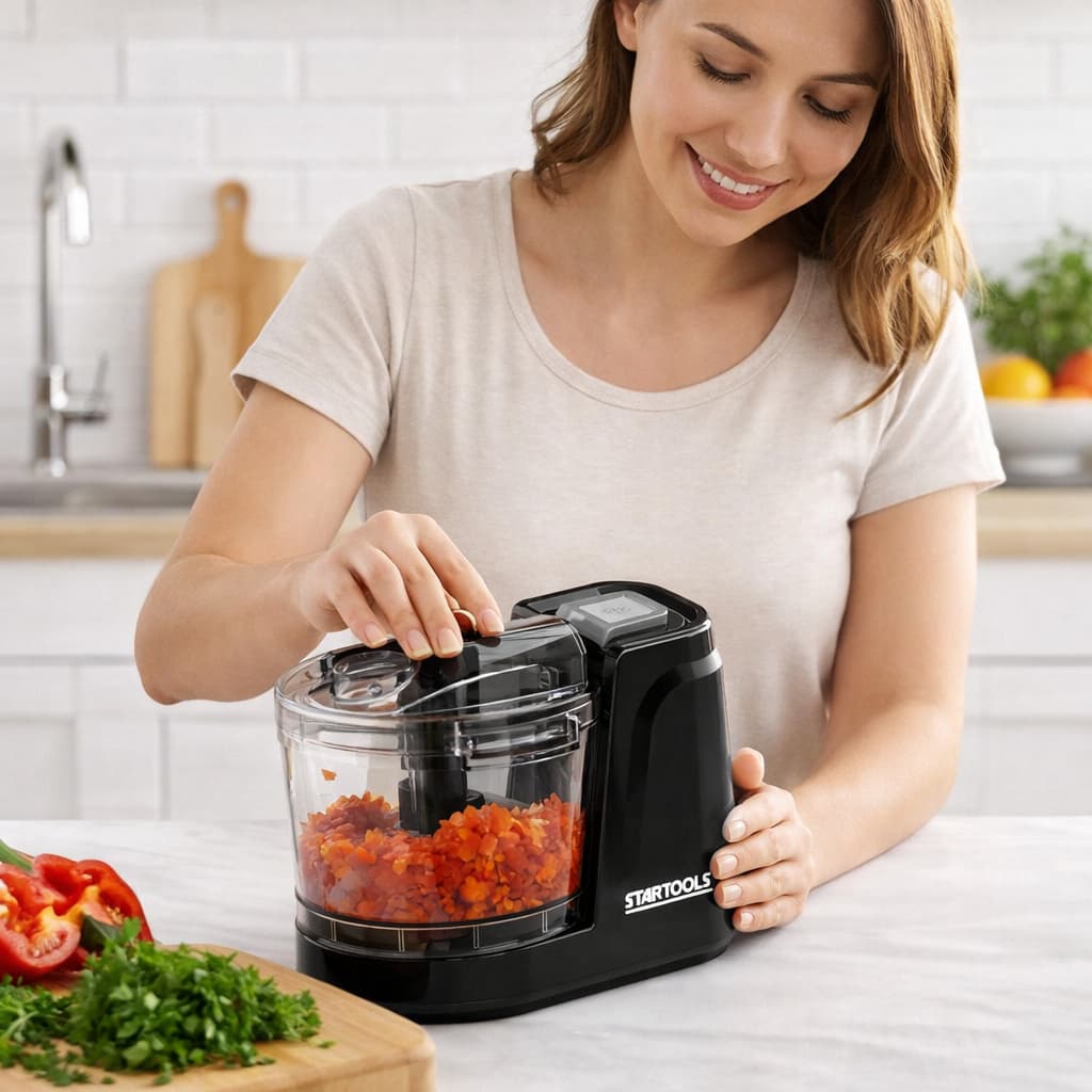 Mini Triturador Eletrico 100W 127V Capacidade 350ml Triturador Alimentos Facil Limpeza Preto