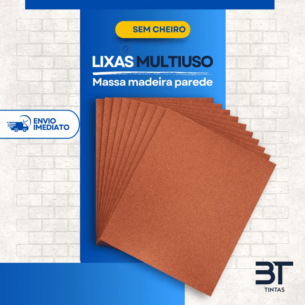Kit 10 Lixas Multiuso para Massa, Madeira e Parede – Alta Resistência e Acabamento Profissional