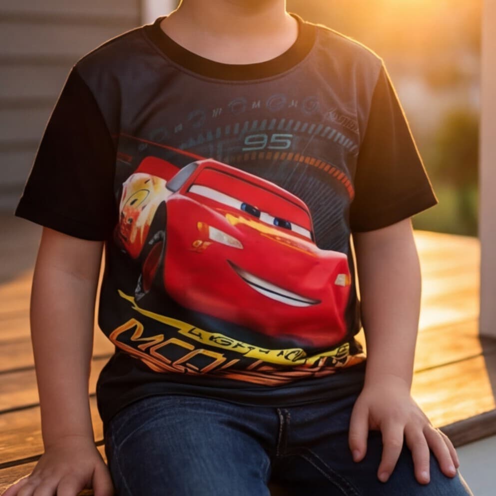 Camisa Infantil Estampa Relâmpago McQueen Conforto Estilo Para Os Pequenos