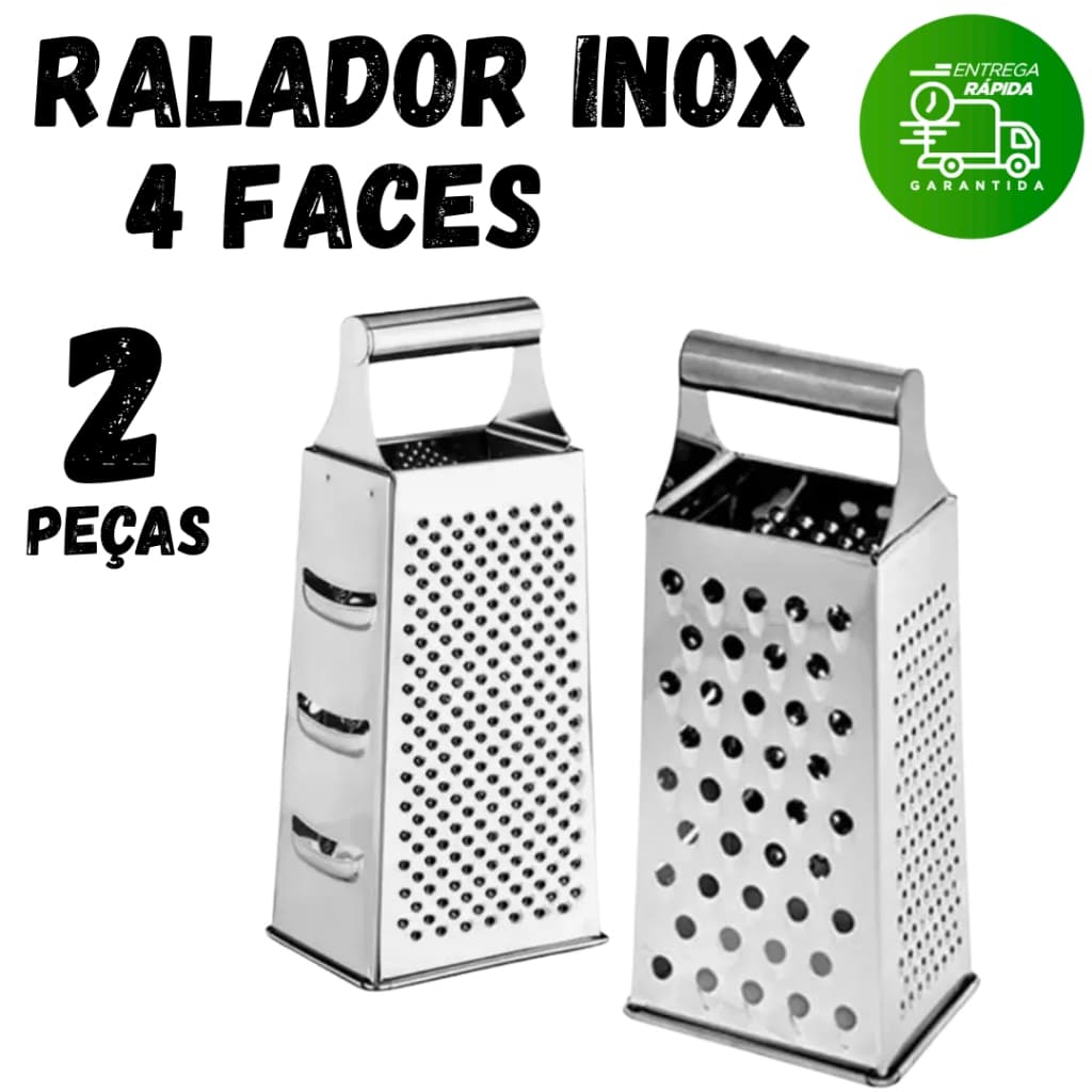 Jogo 1 ou 2 Ralador 22x8Cm Prático E Fácil de Aço 4 Faces Inoxidável Multifuncional Legumes Queijos