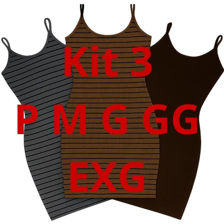 Kit 3 Vestidos Feminino Alcinha Fina Casual Midi Casual Tubinho Tendência Moda Conforto e Estilo Feminino Promoção