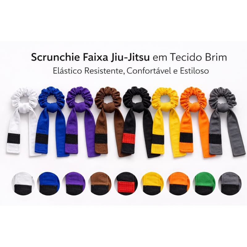 Scrunchie Feminino em Brim Estilo Faixa de Jiu-Jitsu
