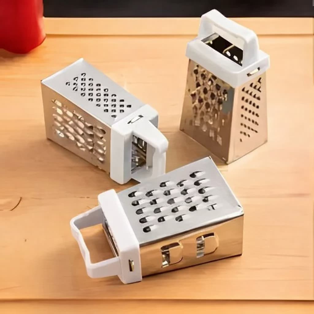 Mini Ralador Inox 4 Faces para Queijo, Alho e Legumes