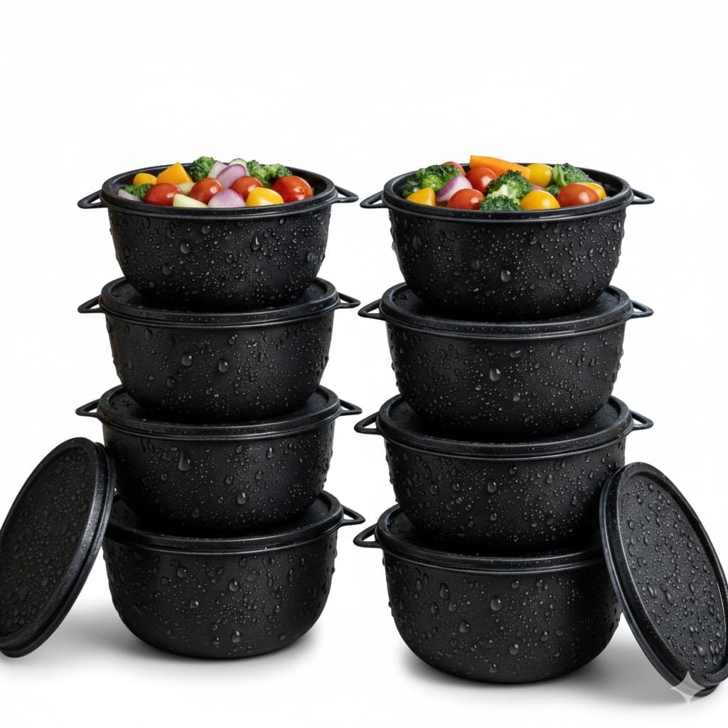 Jogo 10 Potes Bowls 1 Litro Com Tampa Conjunto 10 Tigelas Redondas Pote Redondo 1000ml Livre BPA