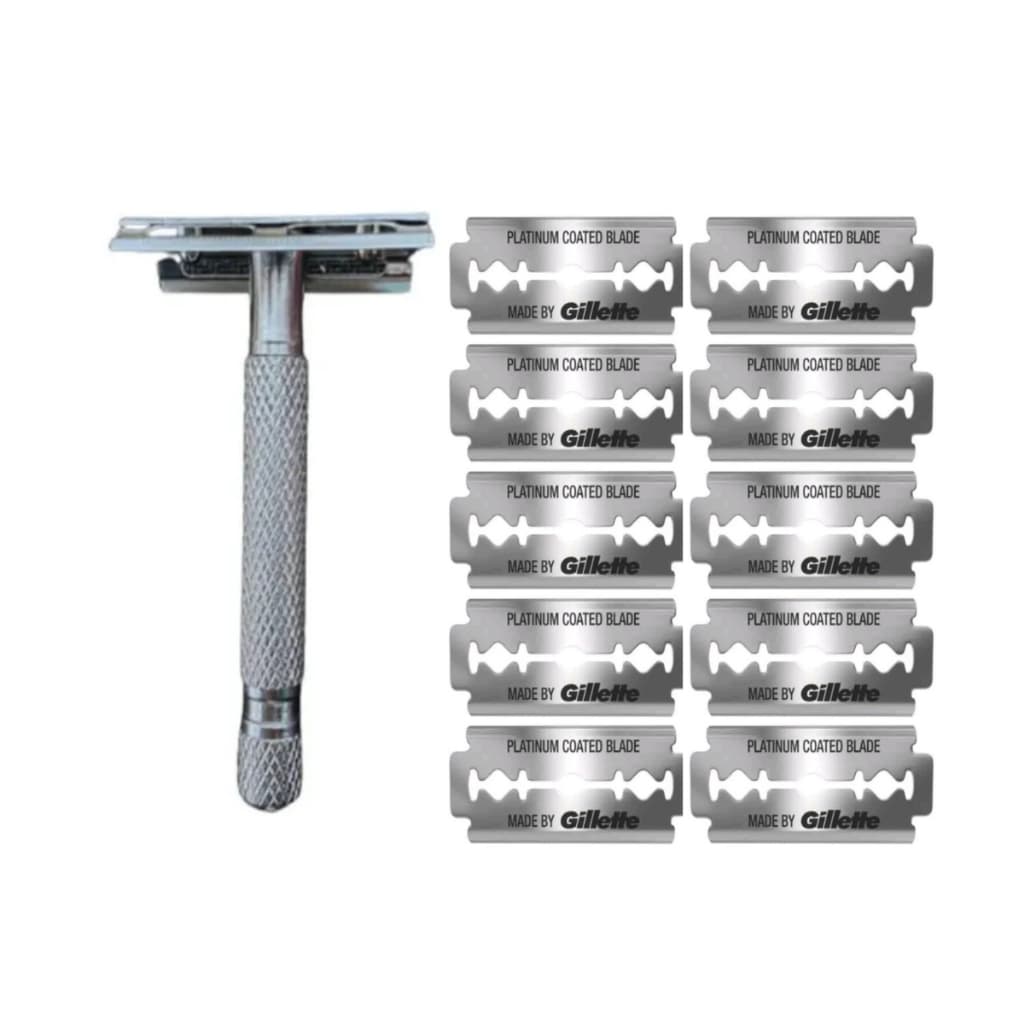 Kit 1 Aparelho antigo + 10 Laminas Gillette Platinum Ótimo aparador cortador