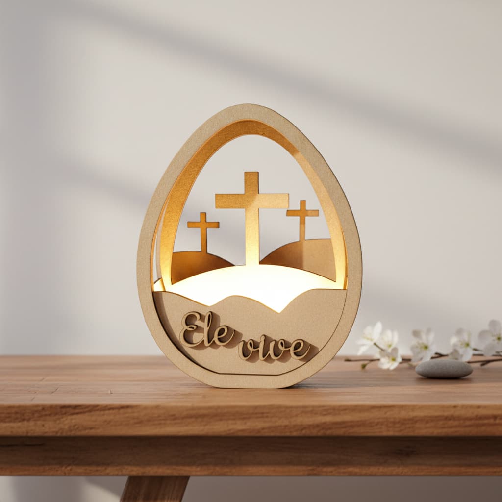 Enfeite Para Páscoa Luminária Ele Vive Mdf Cru