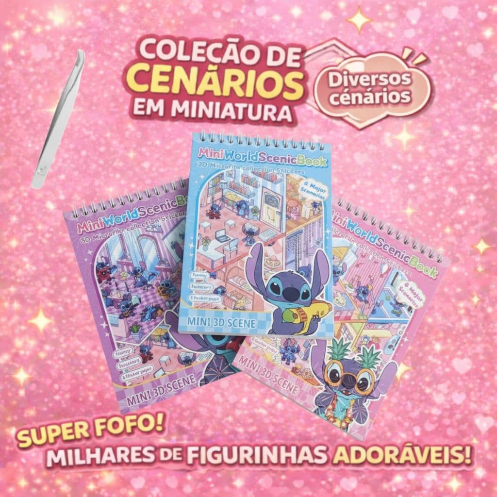 Caderno Stitch Capivara Adesivo 3D 6/8 Cenarios Criativo Scrapbook Diy Com Pinça Divertido Presente