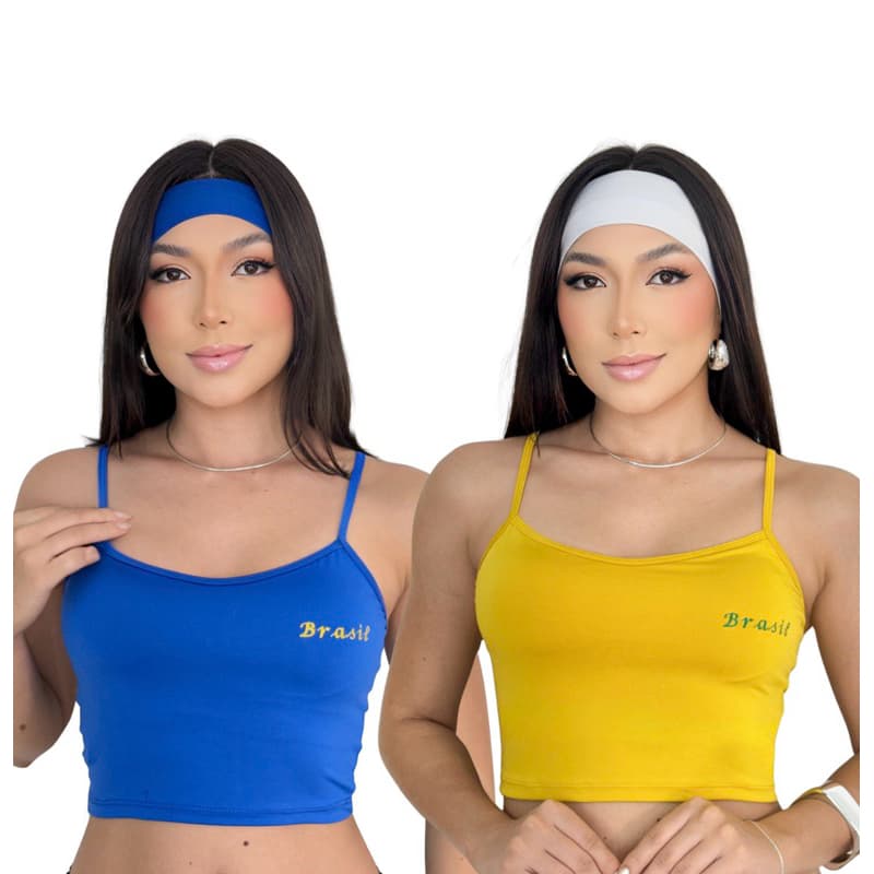 Cropped Brasil Carnaval Feminino Fitness Blusa Alcinha Top Copa do Mundo Regata