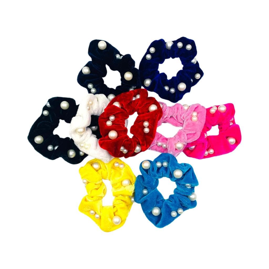 12 Pc Elástico de Cabelo Xuxinha Scrunchie de Veludo com Pérola e Strass