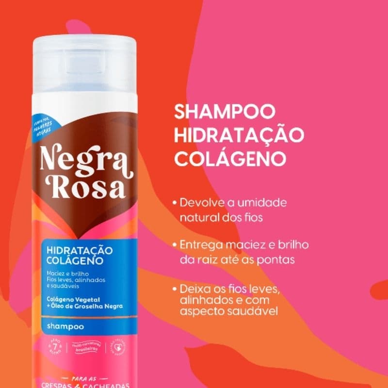 Kit Shampoo e condicionador Negra Rosa Hidratação Colágeno