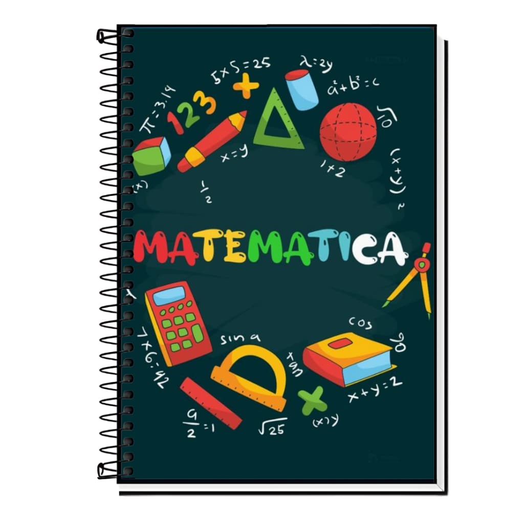 Caderno Disciplina Escolar | Matemática | Química | Física | História | Capa Dura & Espiral | 1, 10, 15 ou 20 Matérias
