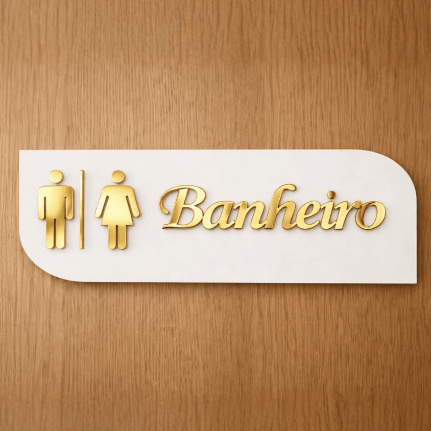Placa Sinalização para Banheiro 20cm - Sinalização de Ambientes