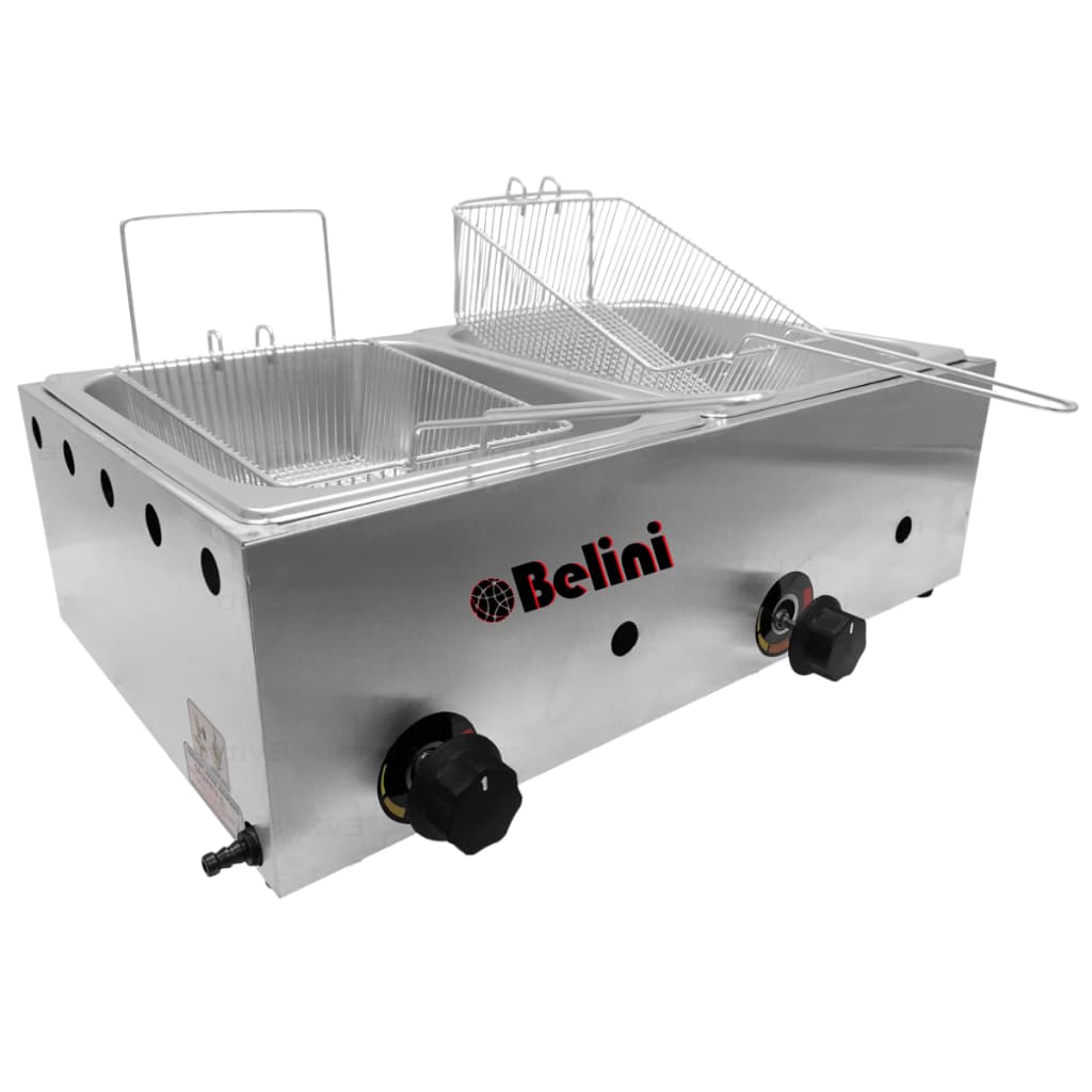 Fritadeira Aço Inox Resistente 2 Cubas Para Fritar Pastel Batata
