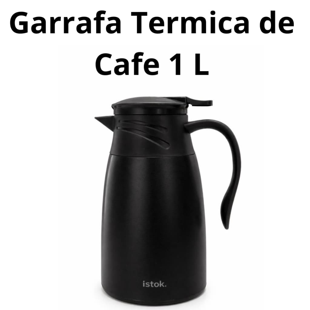 Garrafa Termica de Agua  Cafe 1 Litro  Design Moderno Cabo Madeira Leite Bule Resistente Frio
