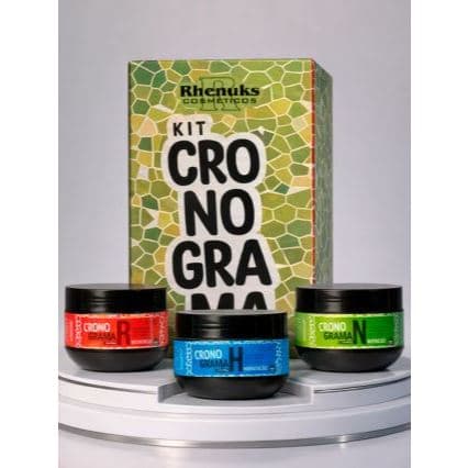 Kit Cronograma Capilar Rhenuks 3 Máscaras Hidratação Nutrição Reconstrução 280g Original Tratamento