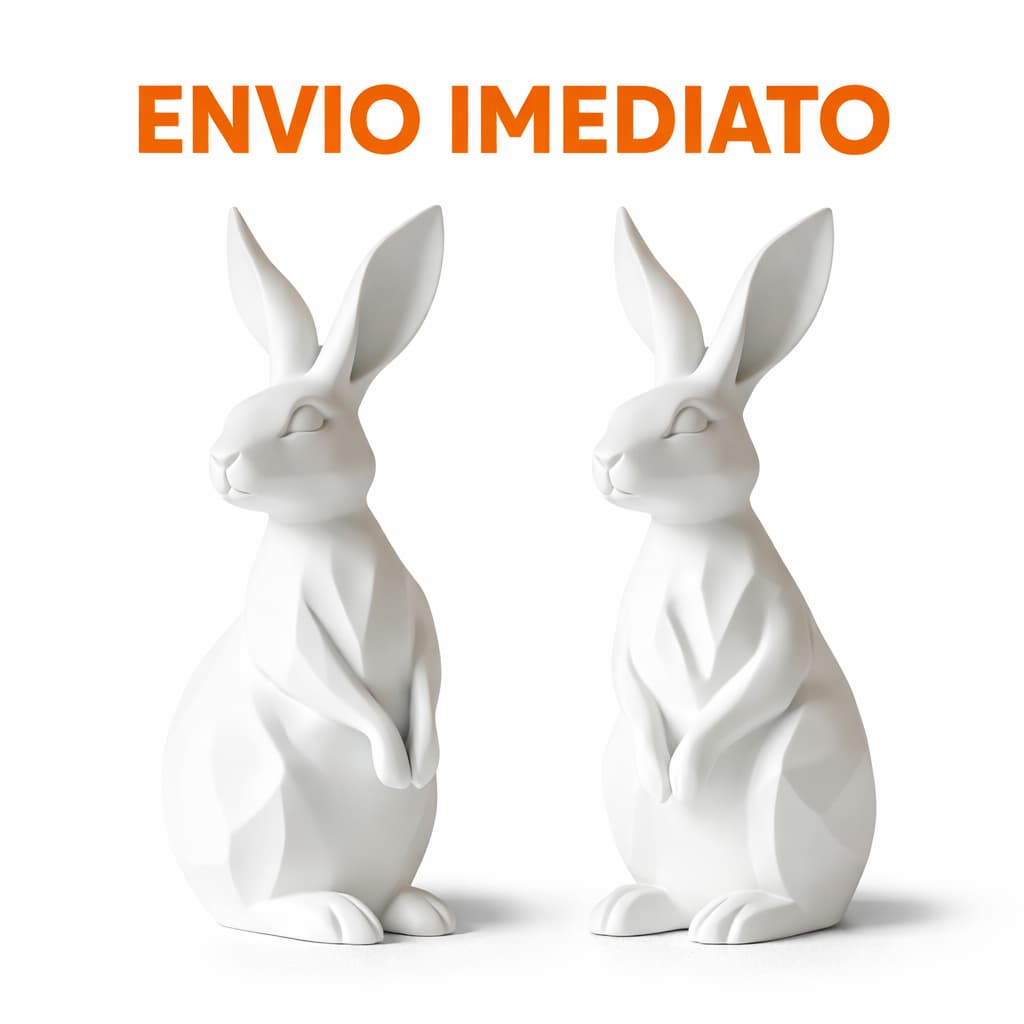 Kit 2 Coelhos da Páscoa Enfeite Minimalista Moderno Elegante Mesa Sala Escultura