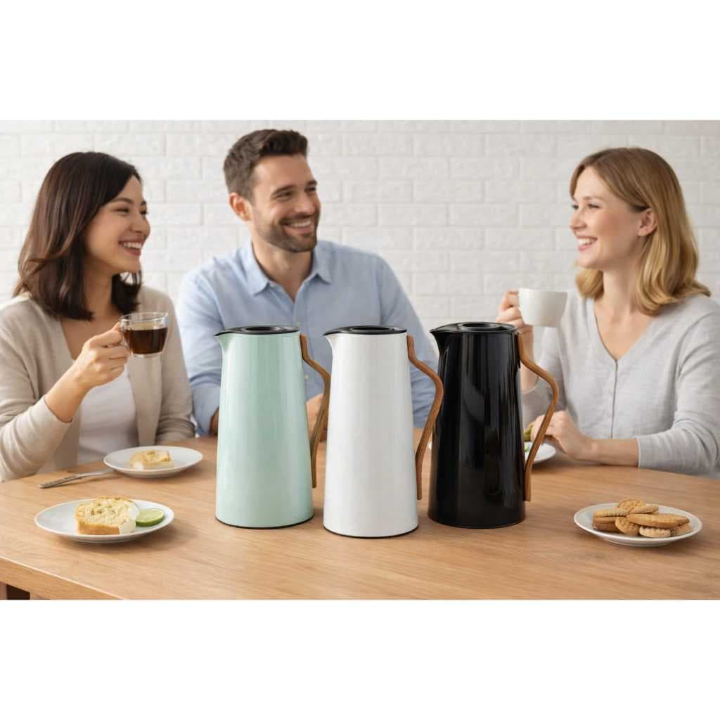 GARRAFA TÉRMICA KYOTO 1LITRO BRANCA ALÇA ERGONÔMICA PARA CAFÉ CHÁ AGUA SOFISTICAÇÃO E ELEGÂNCIA
