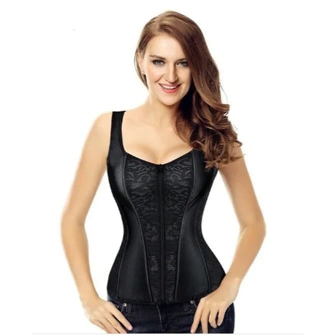 Espartilho Corpete Corset Overbust Com Alça Zíper Frontal