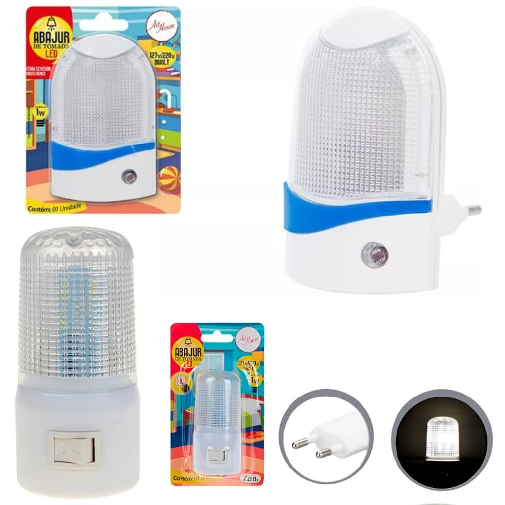 Mini Luminária De Tomada Luz Abajur Noturna De Led Bivolt com sensor Luminosidade